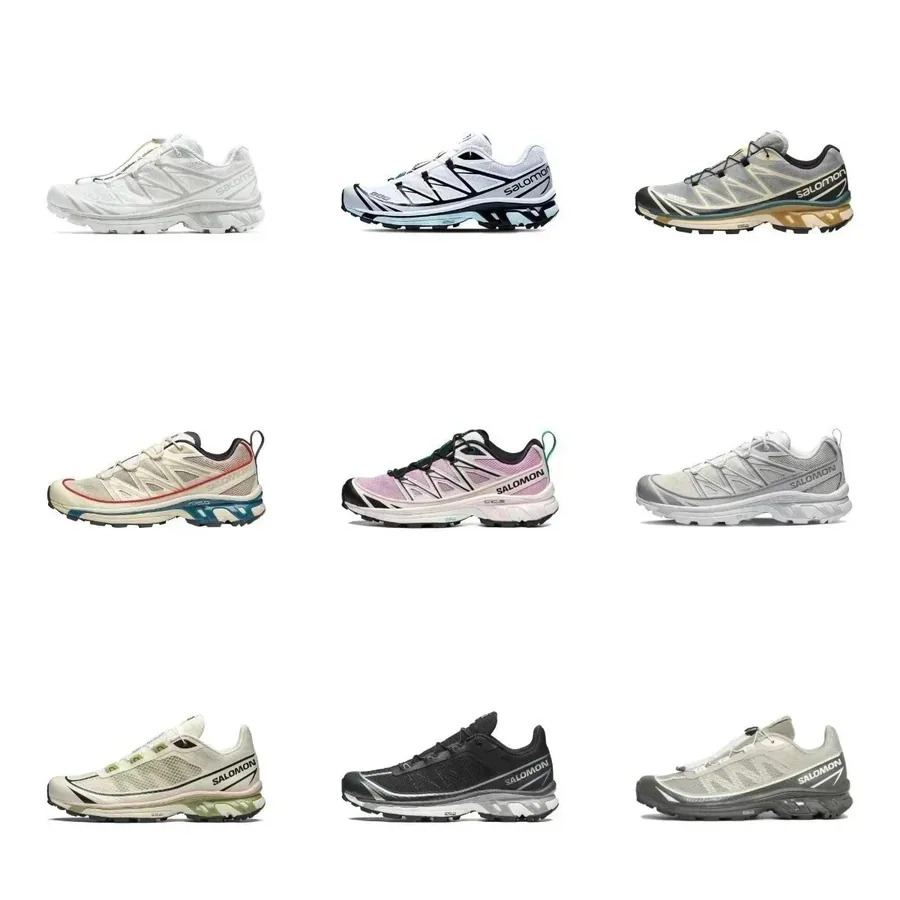 Salomon XT-6 Trail Running Shoes - White Black Mesh Design — listing photograph