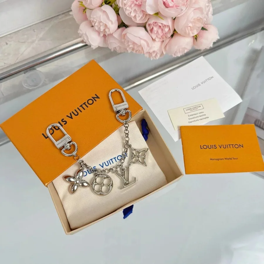 Louis Vuitton Monogram World Tour Keychain Silver Hardware — listing photograph