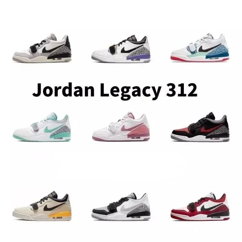 Nike Jordan Legacy 312 White Black Cement Elephant Print Strap — listing photograph