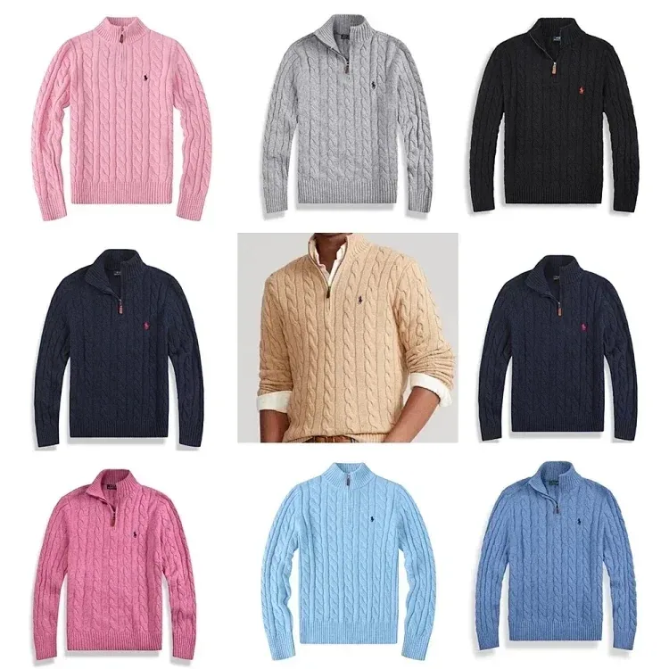 Polo Ralph Lauren Cable Knit Quarter-Zip Sweater - Beige — listing photograph