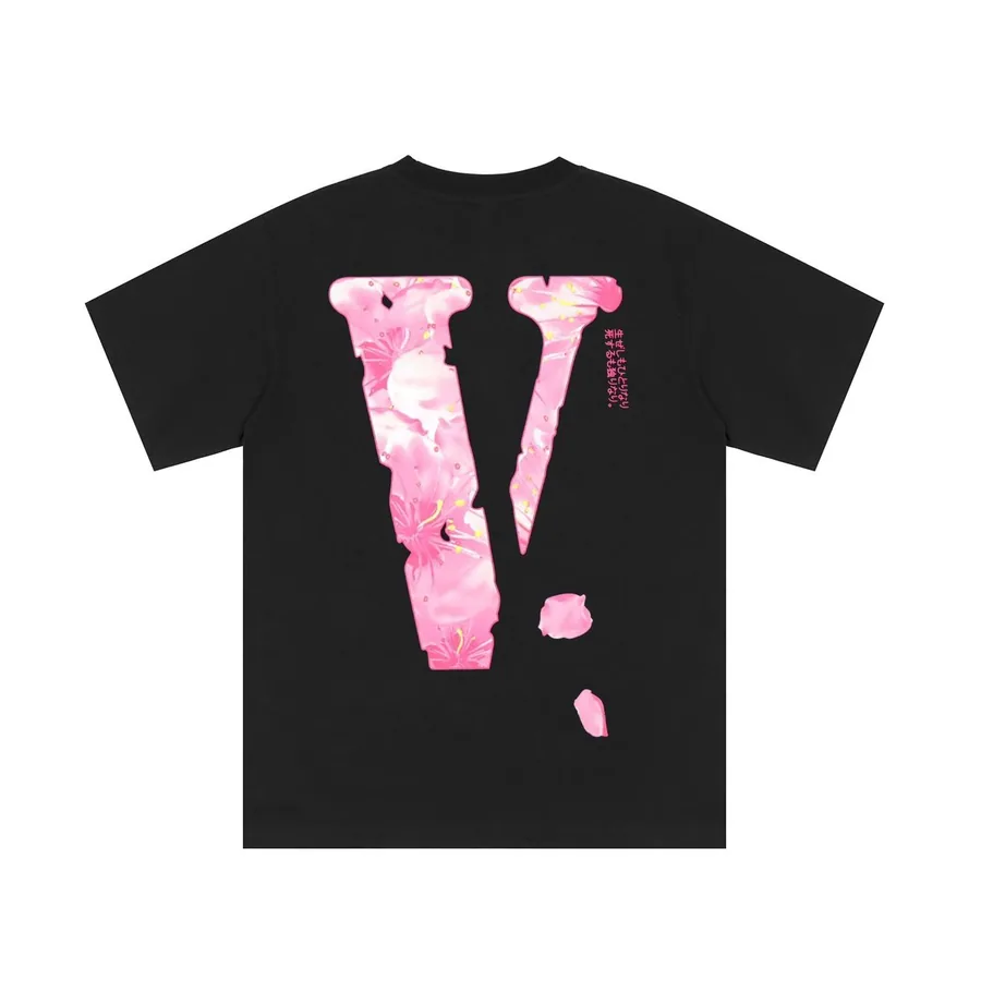 Vlone Sakura Floral V Logo Black T-Shirt — listing photograph