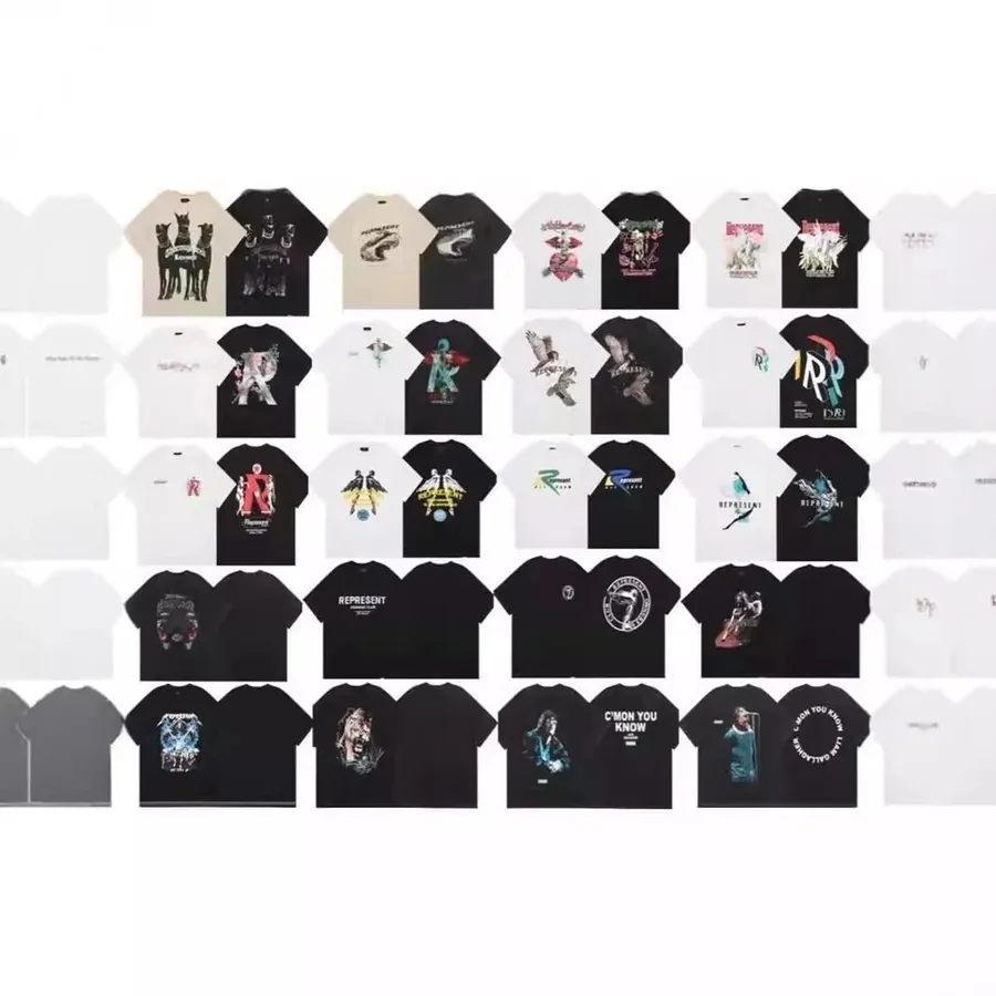 REPRESENT Graphic Print Oversized T-Shirt Black Eagle Design — listing photograph