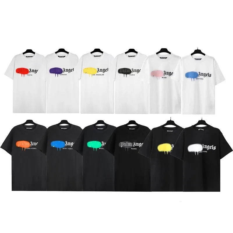 Palm Angels Dripping Paint Logo T-Shirt - White/Black Collection — listing photograph