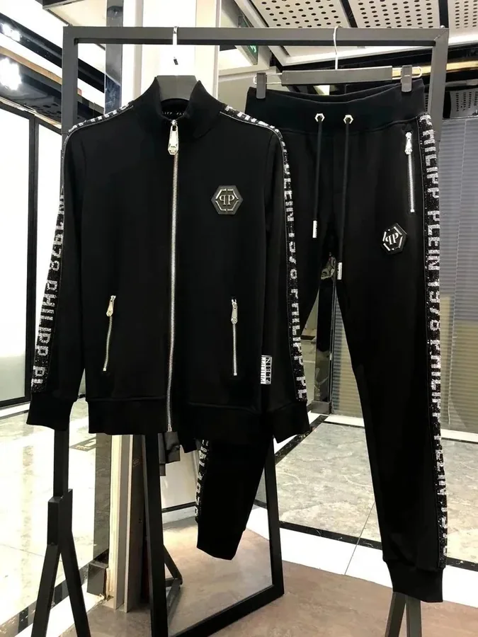 Philipp Plein Black Logo-Embellished Track Jacket and Pants Set — listing photograph