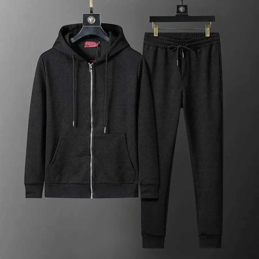 Gucci Monogram Black Hoodie and Jogger Set with Zipper — listing photograph