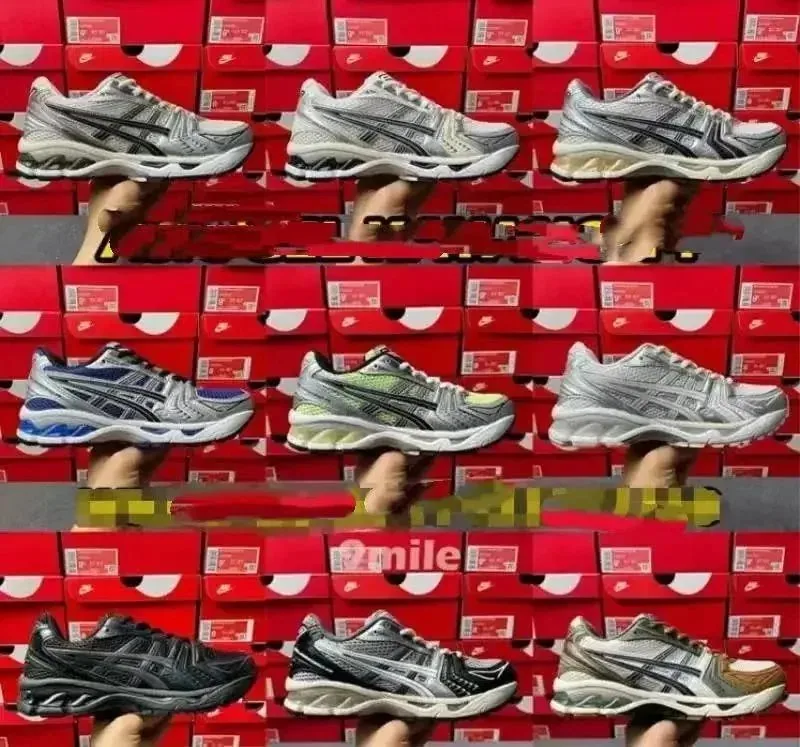 ASICS Gel-Kayano 14 Silver Black Mesh Running Shoes — listing photograph