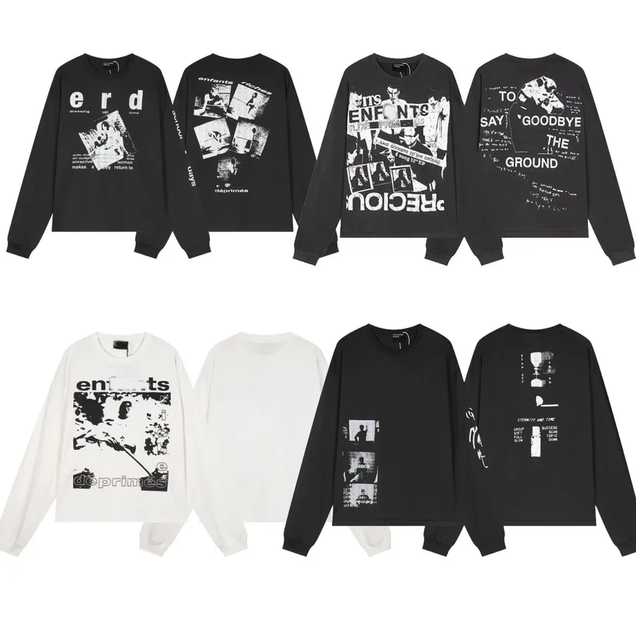 Enfants Riches Déprimés Distressed Graphic Long Sleeve Tee Black — listing photograph