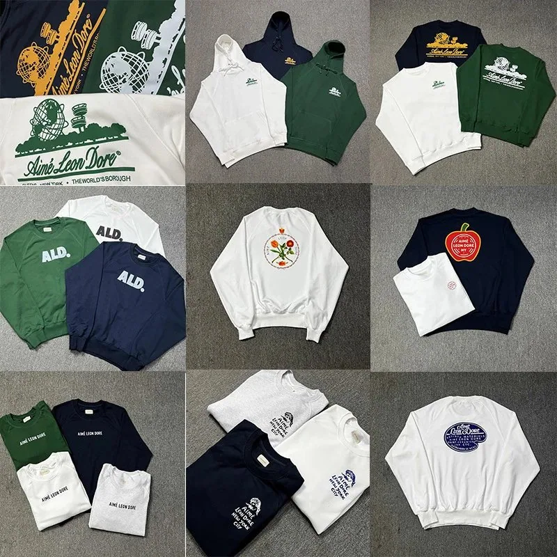 Aime Leon Dore Globe Logo White Hoodie with Green Embroidery — listing photograph