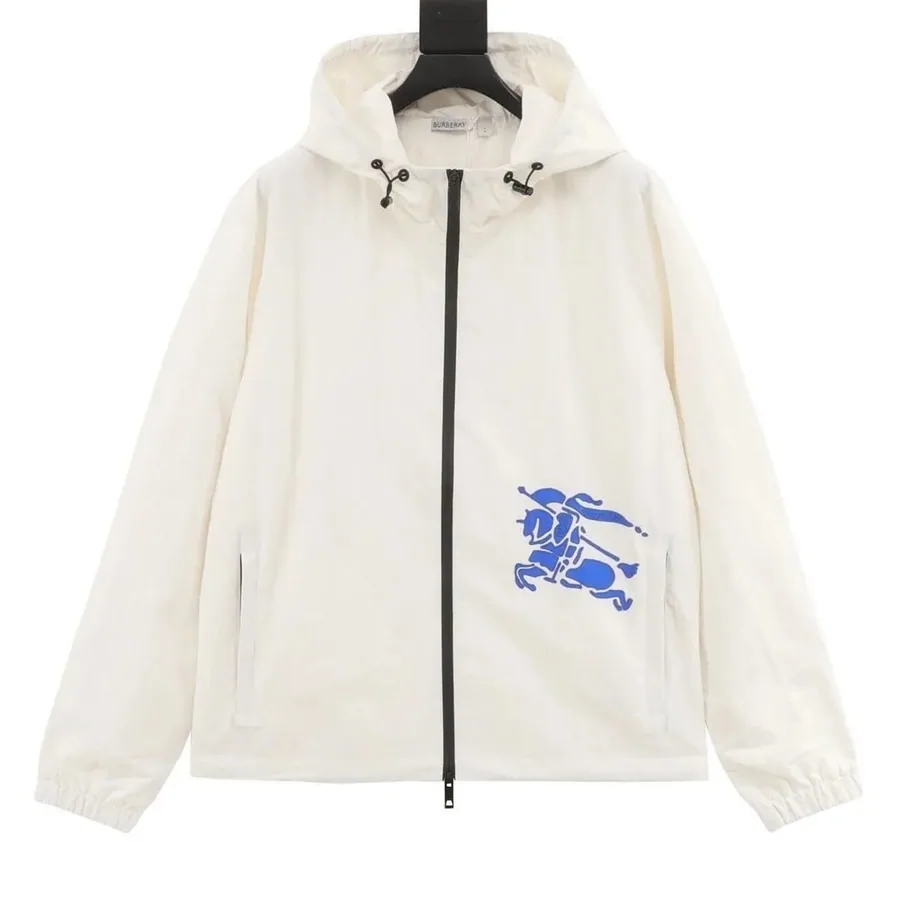 Burberry Equestrian Knight Hooded Windbreaker - Off-White — listing photograph