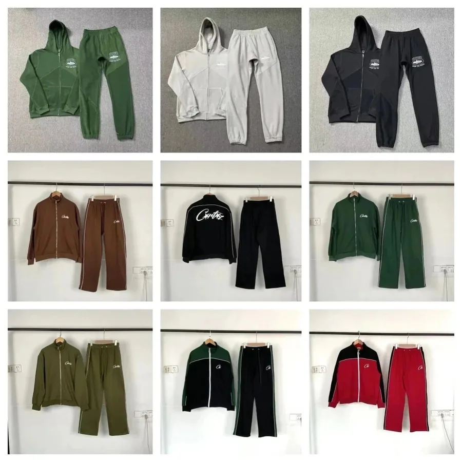 Corte Zip-Up Hoodie and Jogger Set - Olive Green with Logo Patch — listing photograph