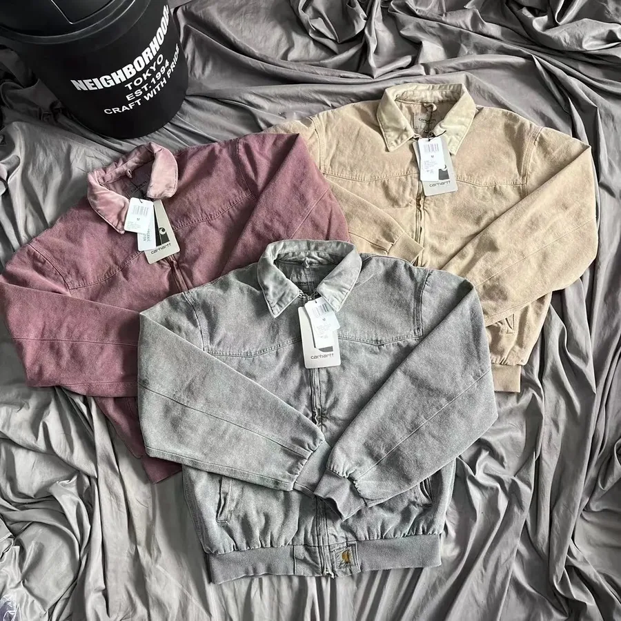 Carhartt WIP Active Jacket in Washed Grey with Ribbed Cuffs — listing photograph