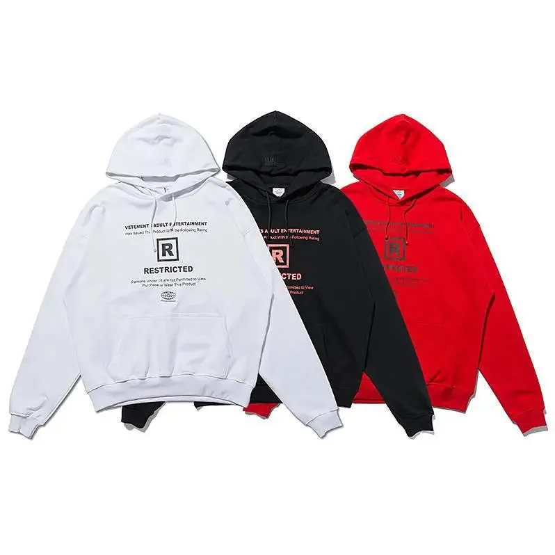 VETEMENTS Restricted Logo Hoodie - White Black Red — listing photograph