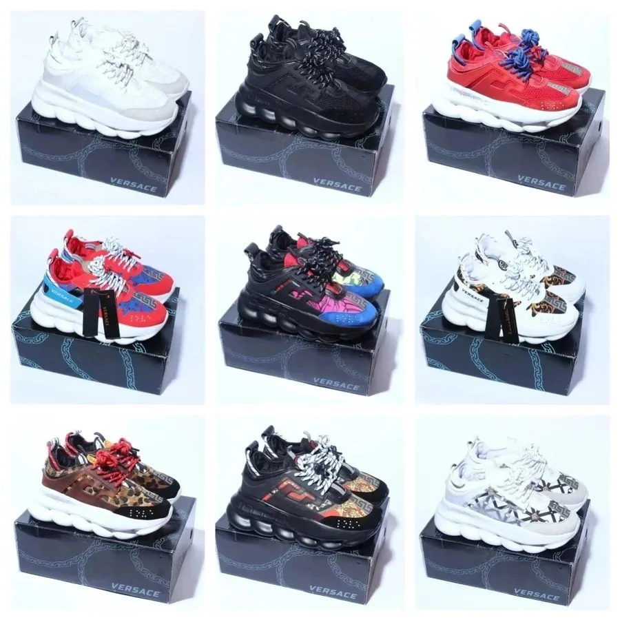 Versace Chain Reaction Sneakers - White Mesh with Chunky Sole — listing photograph