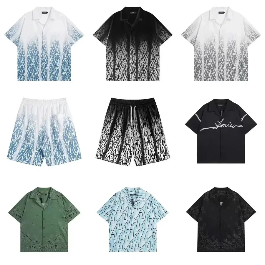 Amiri Gradient Logo Print Short-Sleeve Shirt - Blue Ombre — listing photograph