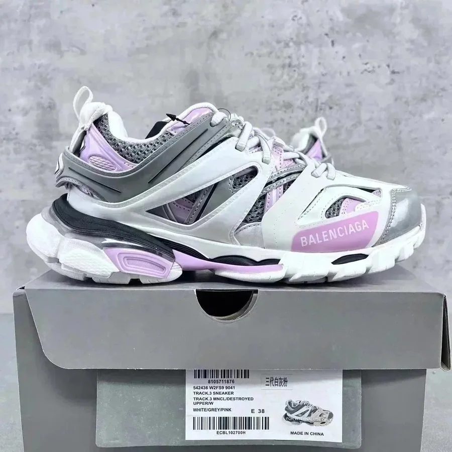 Balenciaga Track.3 Sneaker White Grey Pink Destroyed Mesh — listing photograph