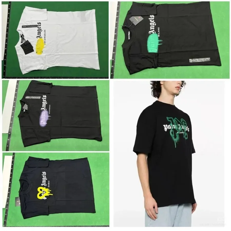Palm Angels Graffiti Logo Oversized T-Shirt Black Green — listing photograph