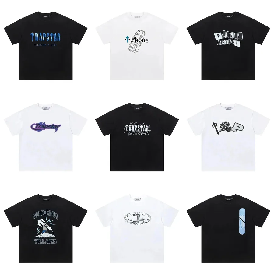 Trapstar Blue Gothic Logo Black T-Shirt with Secret Text — listing photograph
