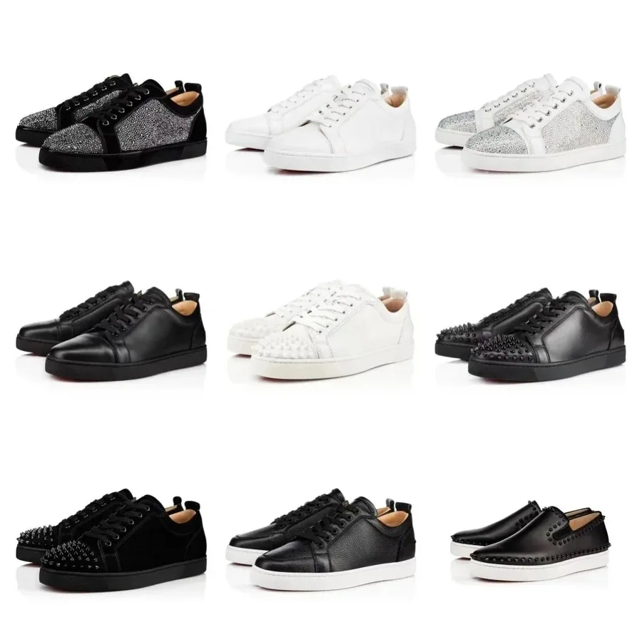 Christian Louboutin Louis Junior Spiked Black Leather Sneakers — listing photograph