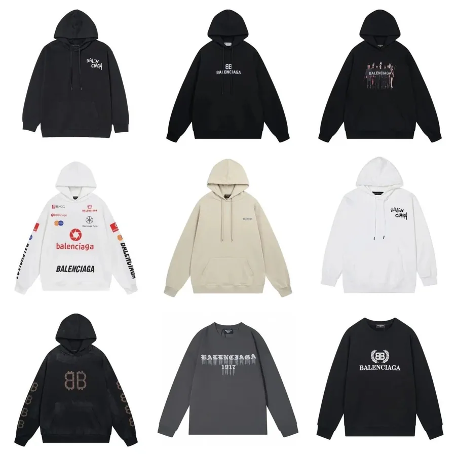 Balenciaga BB Logo Hoodie Black Distressed Print — listing photograph