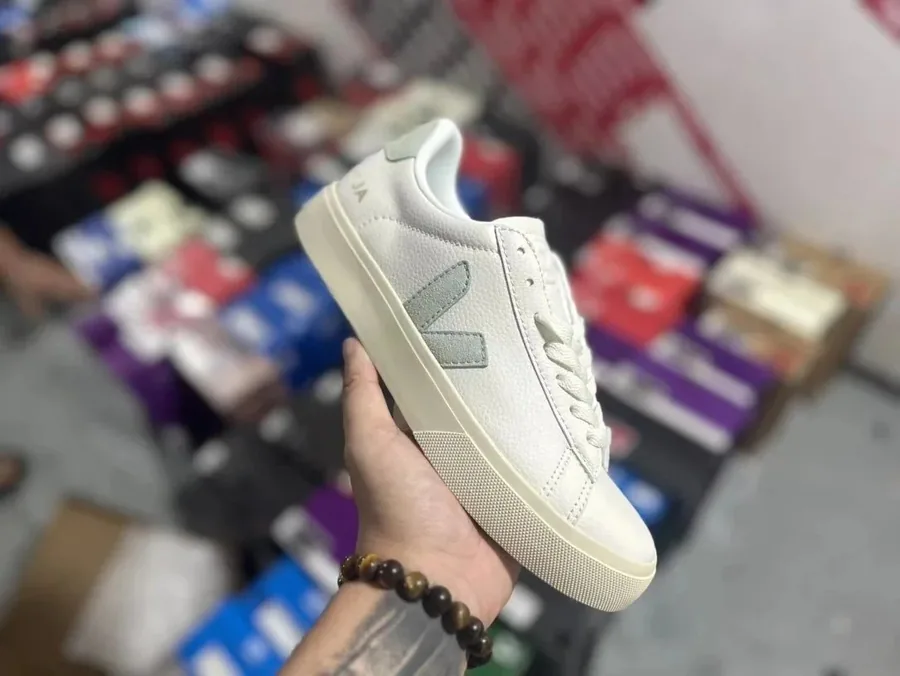 Veja Campo Leather Sneaker White with Grey V-Logo — listing photograph