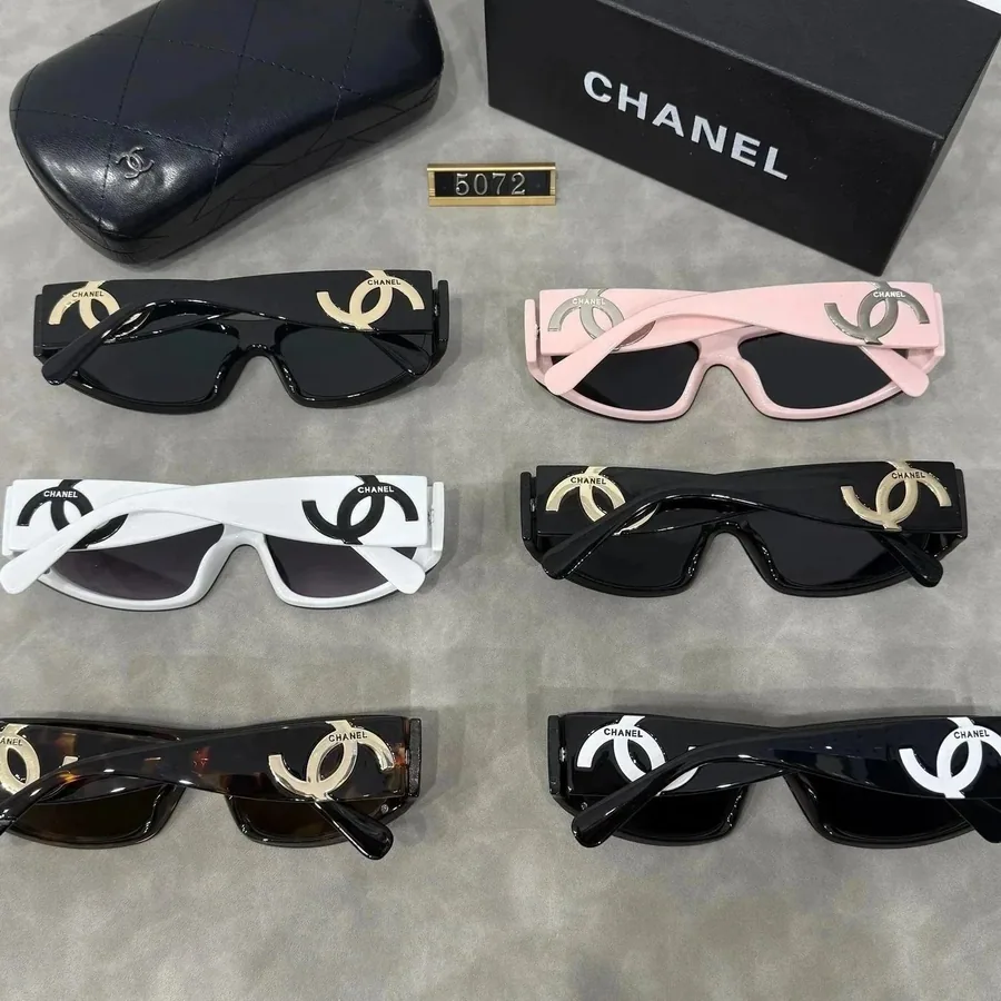 Chanel 5072 Oversized Logo Sunglasses - Black Gold Frame — listing photograph