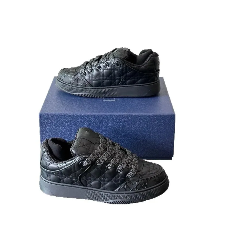 Dior B23 Black Quilted Leather Sneakers with Oblique Logo Laces — listing photograph