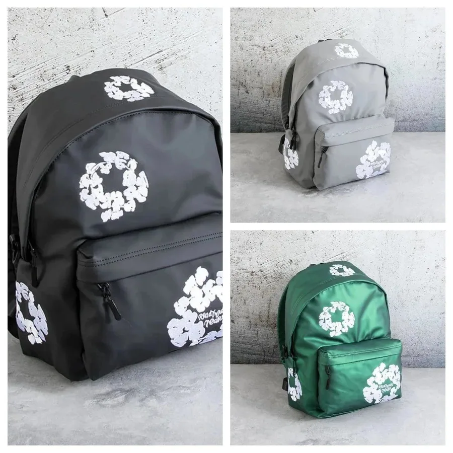 Raiding Tears Floral Wreath Backpack - Black/Grey/Green Nylon — listing photograph