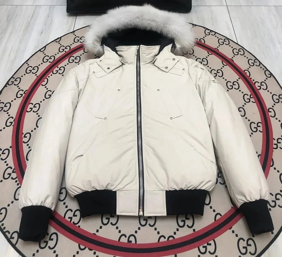 Gucci Off-White Puffer Jacket with Detachable Fur Hood — listing photograph