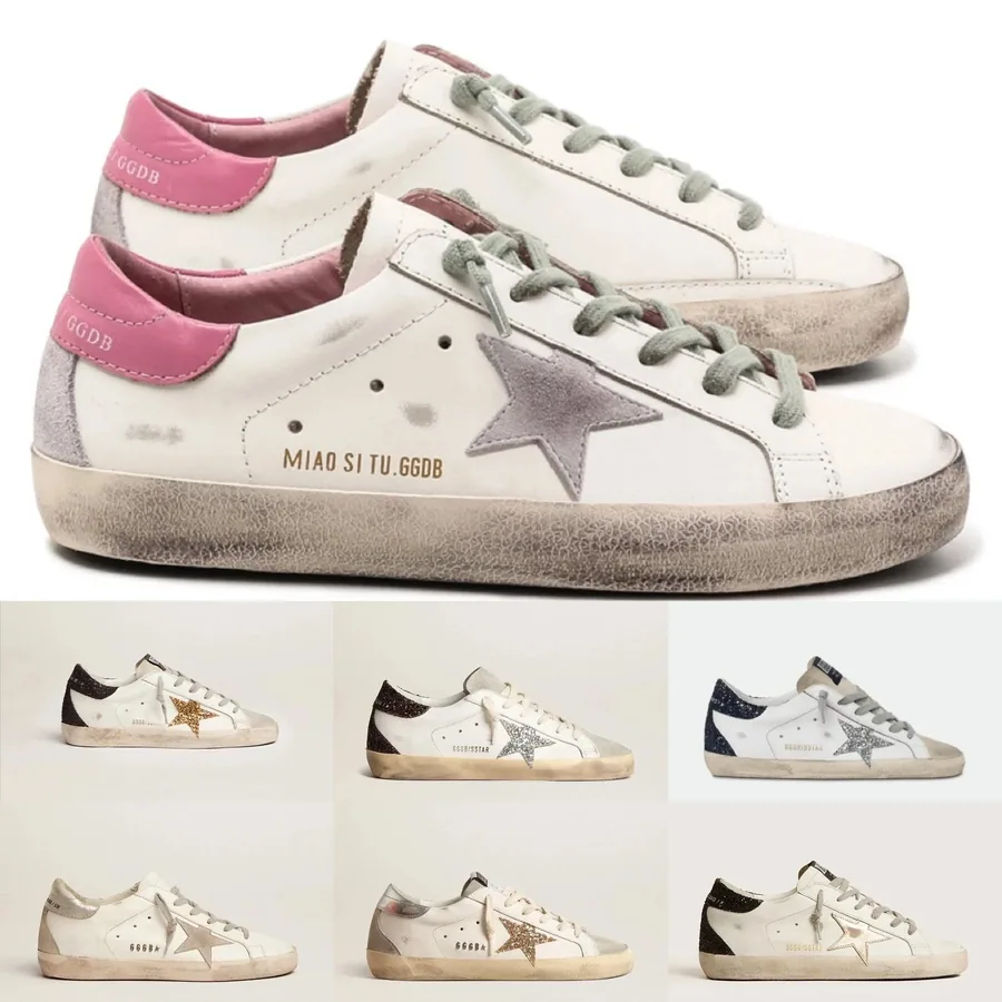 Golden Goose Superstar White Pink Distressed Leather Sneakers — listing photograph