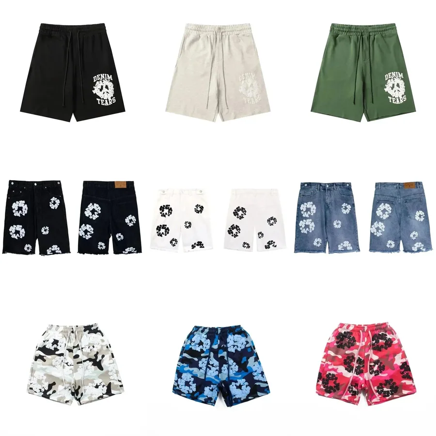 DENIM TEARS Floral Camo Drawstring Shorts - Black White — listing photograph