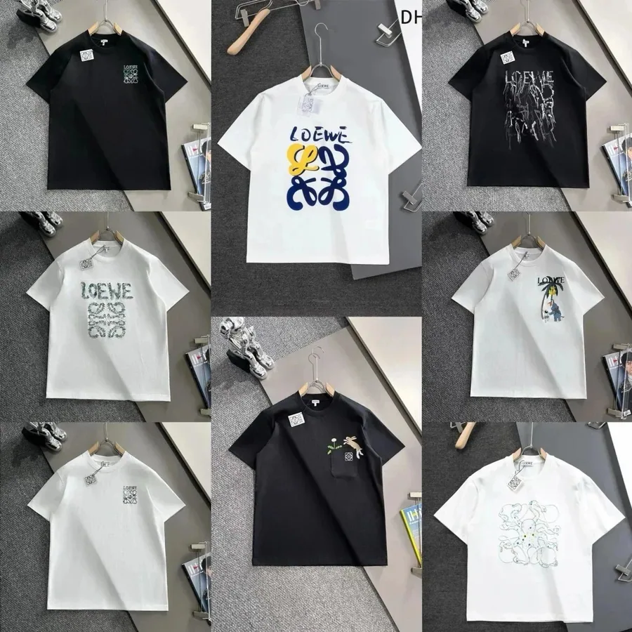 LOEWE Anagram Logo Graphic T-Shirt White Blue Yellow Print — listing photograph
