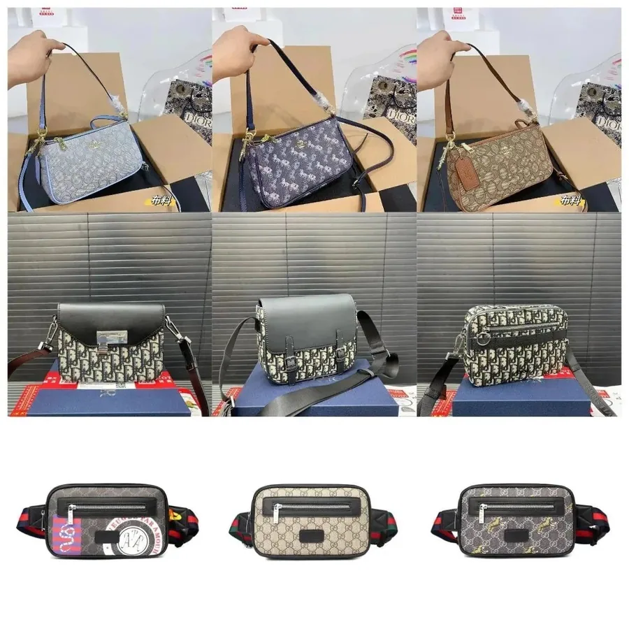 Dior Oblique Print Mini Saddle Bag in Blue Grey Canvas — listing photograph