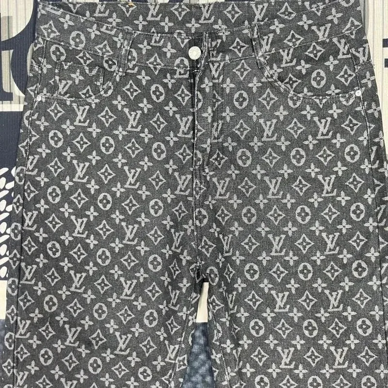 Louis Vuitton Monogram Denim Jeans - Charcoal Grey Print — listing photograph