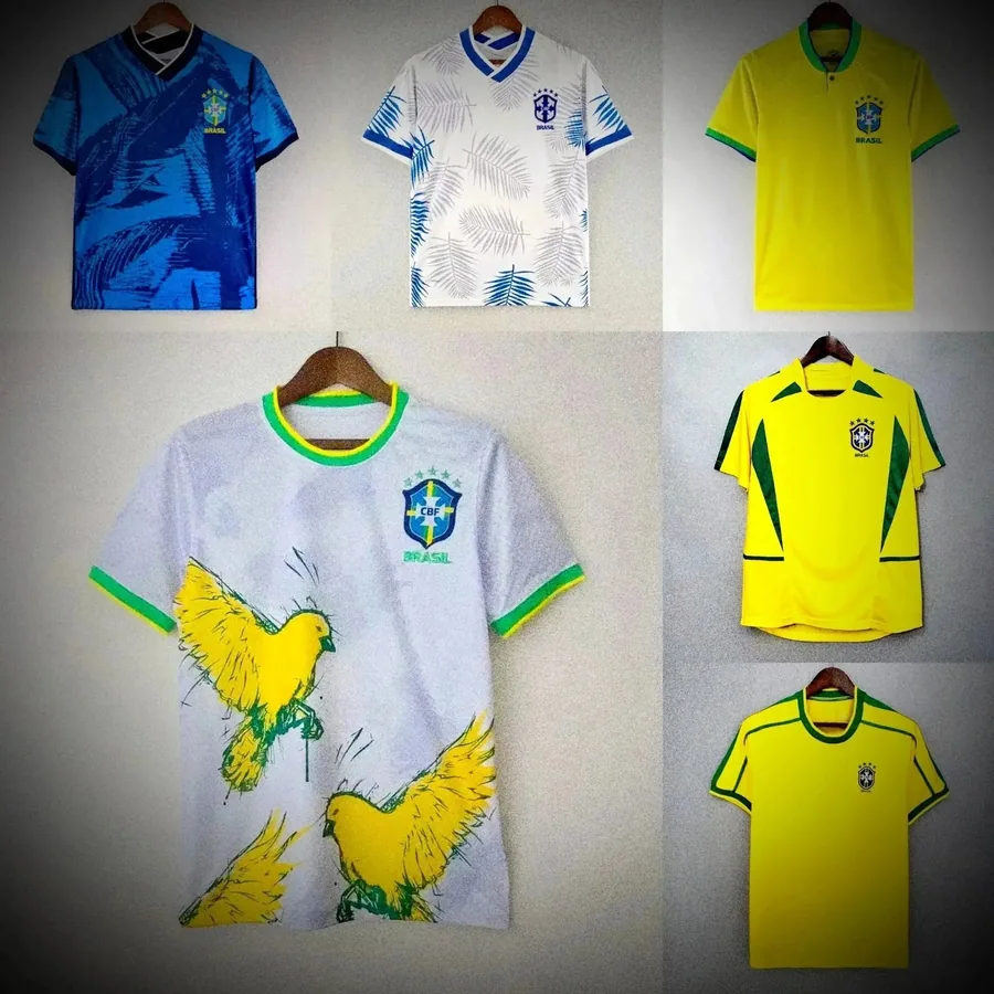 Brazil National Team CBF Soccer Jersey Yellow Green Birds Graphic — listing photograph
