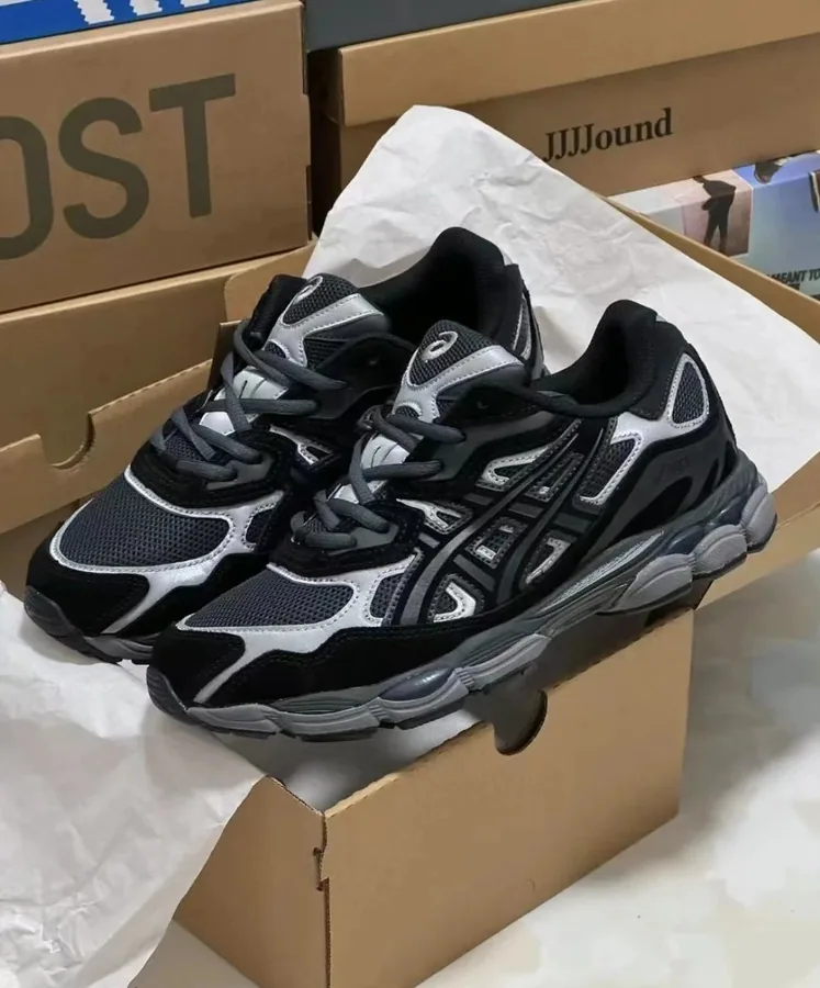 ASICS Gel-Kayano 14 Black-Silver Mesh Running Shoes — listing photograph