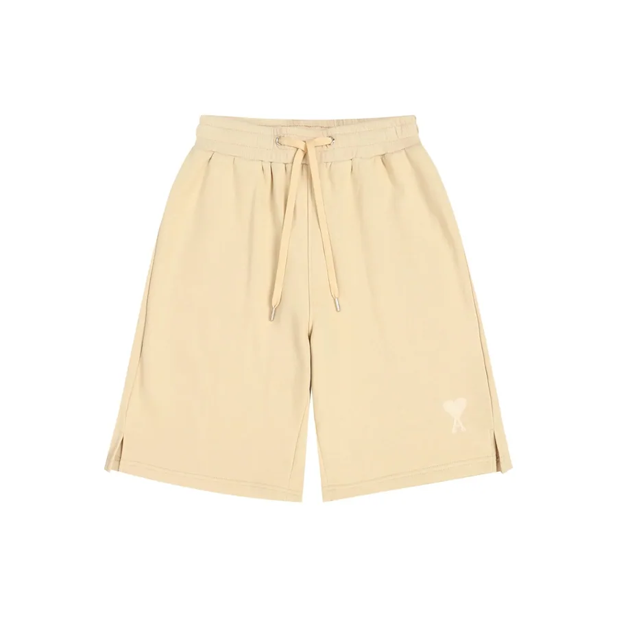Ami Paris Beige Heart Logo Drawstring Shorts — listing photograph