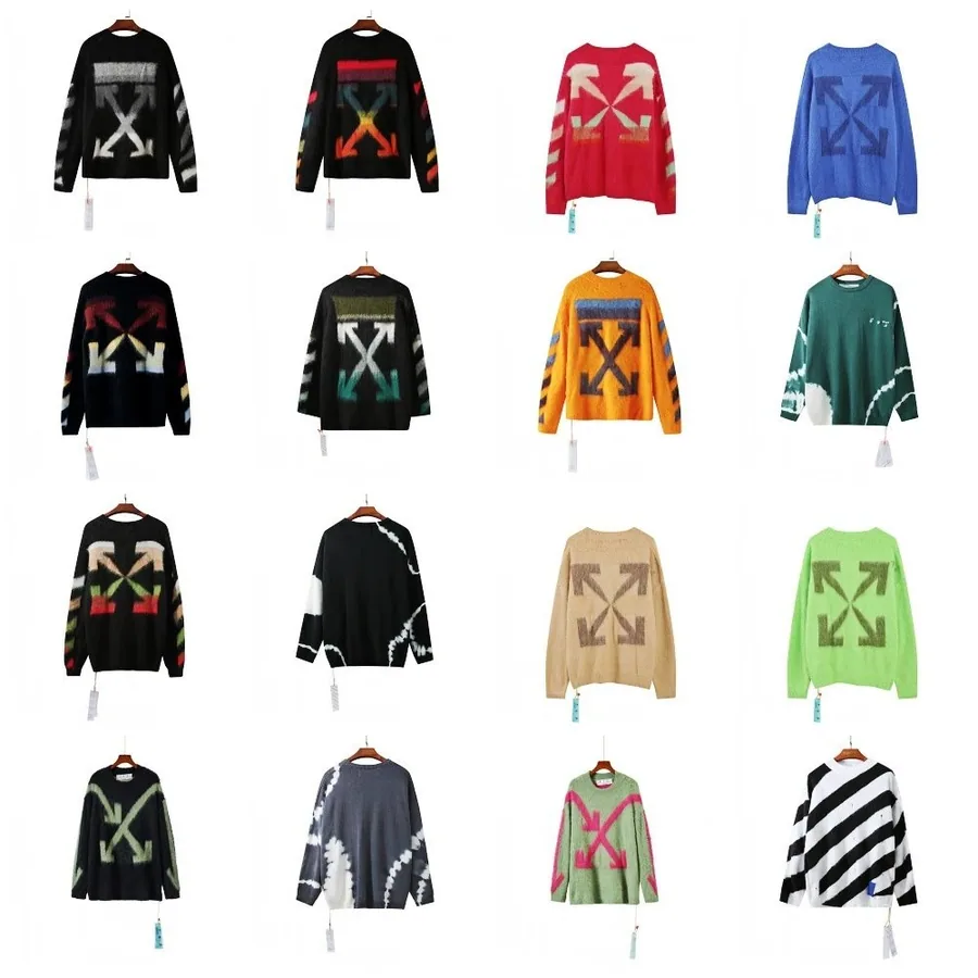 Off-White Arrow Motif Knit Sweater - Black with Gray Arrows — listing photograph