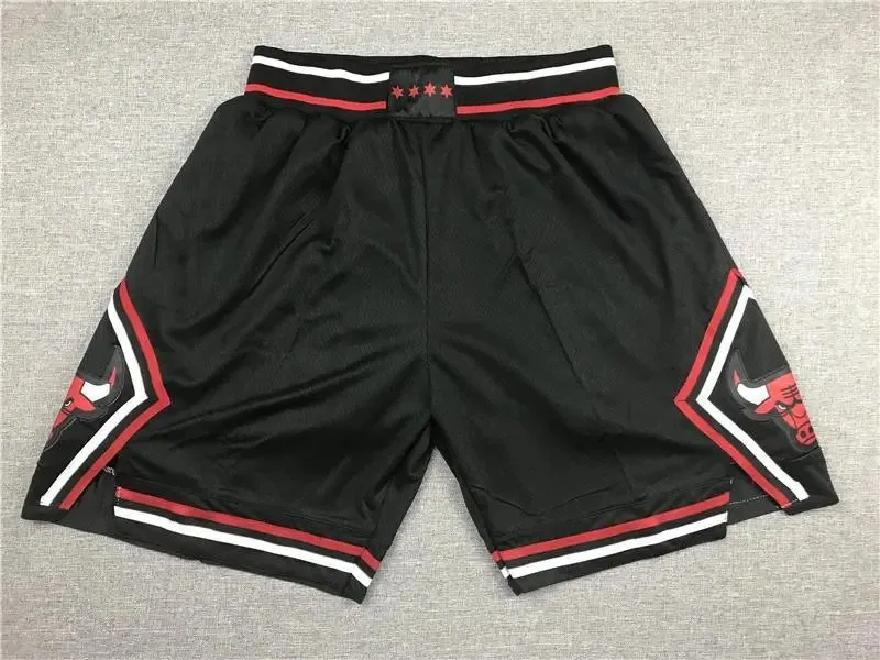 Chicago Bulls Black Mesh Basketball Shorts with Red White Trim — listing photograph