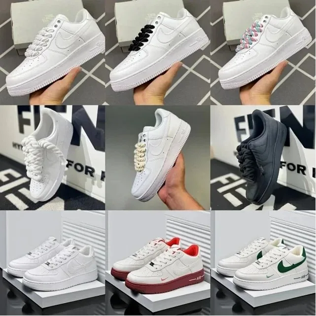 Nike Air Force 1 White Low with Custom Laces and Color Accents — listing photograph