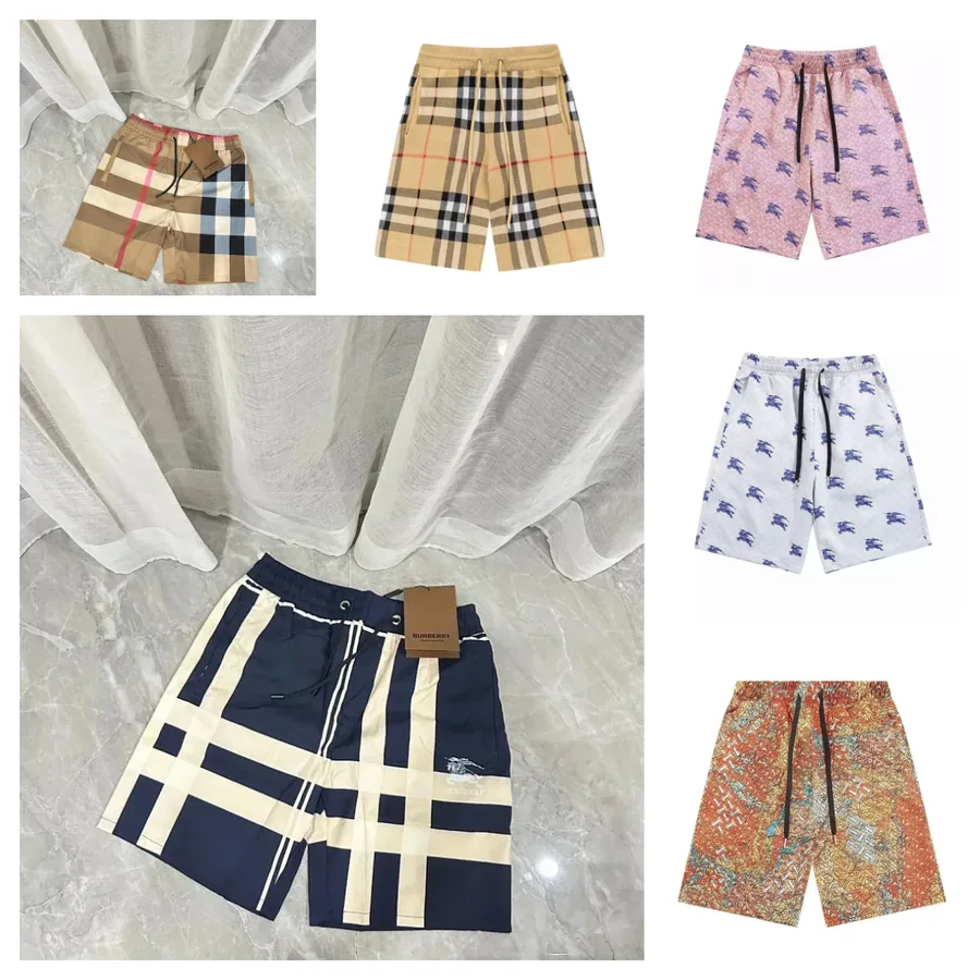 Burberry Iconic Check Swim Shorts Navy-Beige Grid Pattern — listing photograph