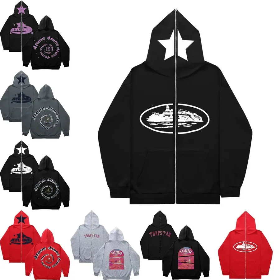 TRAPSTAR Star & Cruise Ship Zip-Up Hoodie - Black — listing photograph