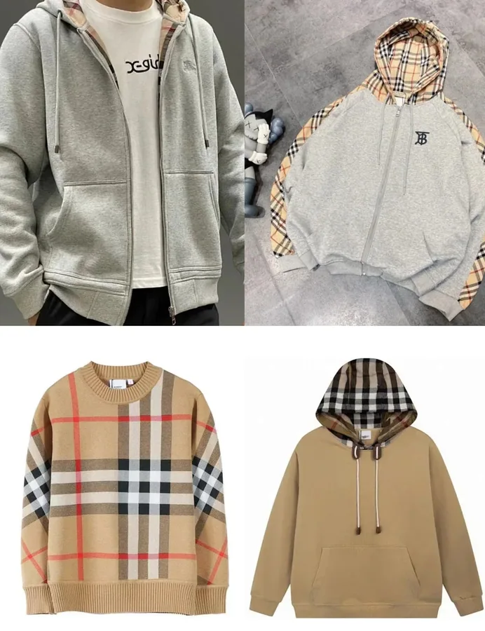 Burberry Iconic Check Hoodie Gray with Vintage Tartan Lining — listing photograph