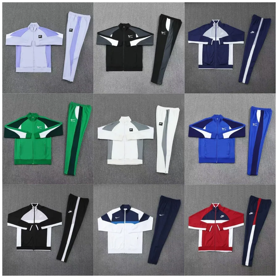 Nike Air Track Suit Set - Purple White Colorblock Full Zip Jacket & Pants — listing photograph