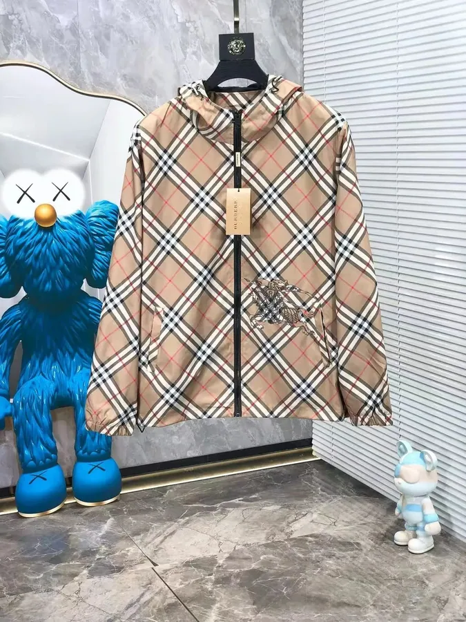 Burberry Vintage Check Hooded Windbreaker with Knight Embroidery — listing photograph