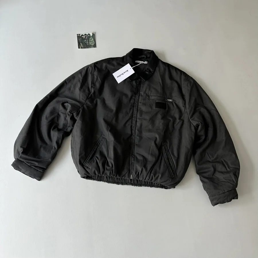 Acne Studios Black Utility Bomber Jacket with Zip Pocket — listing photograph