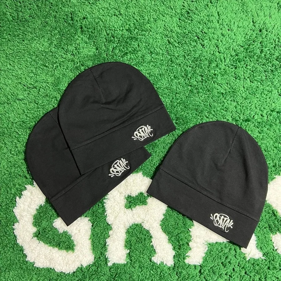 SZNK Black Beanie with White Graffiti Logo Embroidery — listing photograph