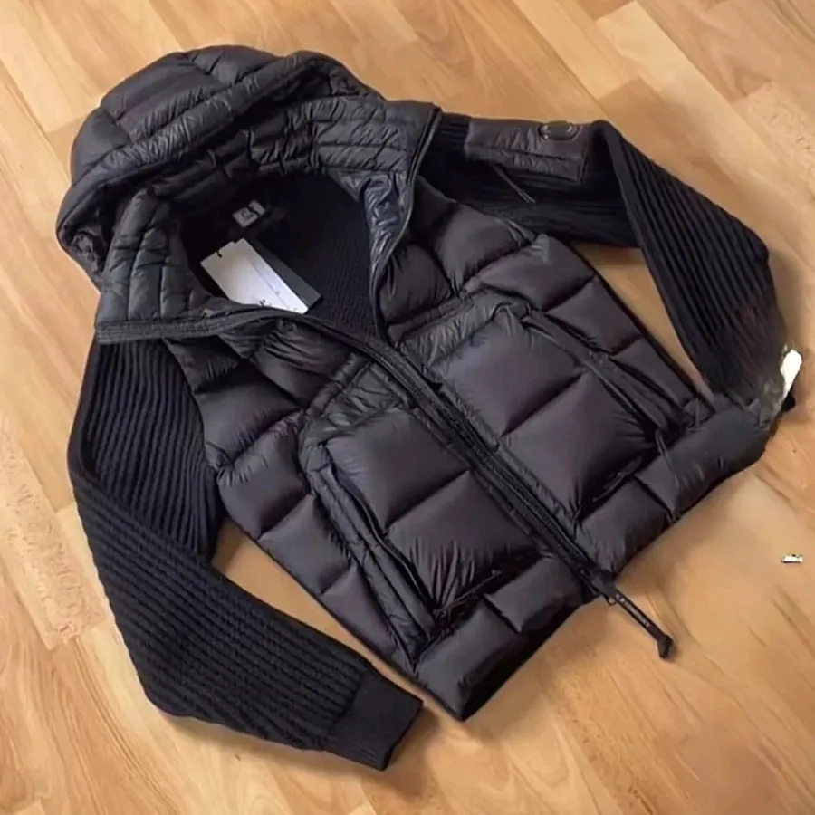 Moncler Genius 70/30 Down Puffer Vest Black with Ribbed Knit Sleeves — listing photograph